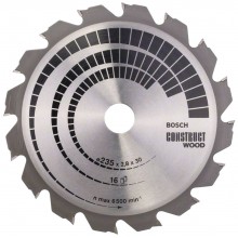 Bosch Tarcza pilarska Construct Wood 235 x 30/25 x 2,8 mm, 16 2608640636