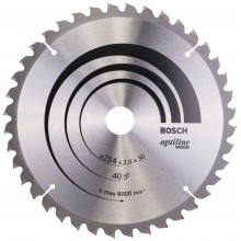 Bosch Tarcza pilarska Optiline Wood 254 x 30 x 2,0 mm, 40, 2608640435