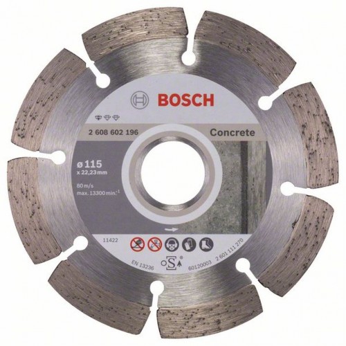 Bosch Diamentowa tarcza tnąca Standard for Concrete 115 x 22,23 x 1,6 x 10 mm 2608602196 Bosch Diamentowa tarcza tnąca Standard for Concrete 115 x 22,23 x 1,6 x 10 mm 2608602196