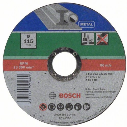 BOSCH Tarcza tnąca prosta, metal Średnica 115 mm 1 szt. 2609256314