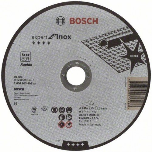 Bosch Tarcza tnąca prosta Expert for Inox – Rapido 180x1,6 mm 2608603406 Bosch Tarcza tnąca prosta Expert for Inox – Rapido 180x1,6 mm 2608603406