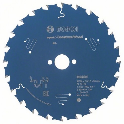 BOSCH Tarcza pilarska Expert for Construct Wood 160 x 20 x 2,0 mm, 24 2608644136