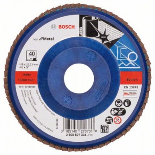 BOSCH Best for Metal Listkowa tarcza szlifierska X571, 115x22,23mm, 60, prosta 2608607335