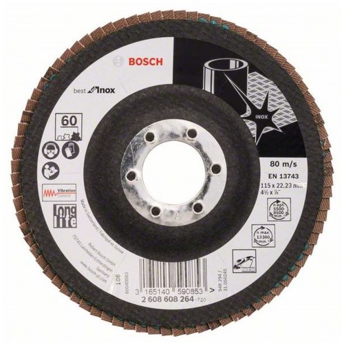 BOSCH Best for Inox Listkowa tarcza szlifierska X581, 125x22,23 mm, 60, 2608608277