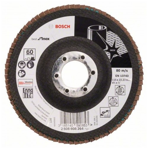 BOSCH Best for Inox Listkowa tarcza szlifierska X581, 115x22,23 mm, 60, 2608608264