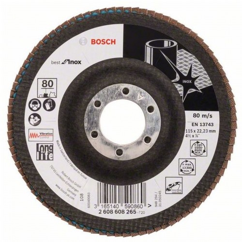 BOSCH Best for Inox Listkowa tarcza szlifierska X581, 115x22,23 mm, 80, 2608608265