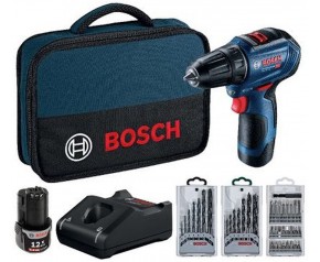 BOSCH GSR 12V-30 PROFESSIONAL Akumulatorowa Wiertarko-wkrętarka, 12V 2x2,0Ah 06019G9001