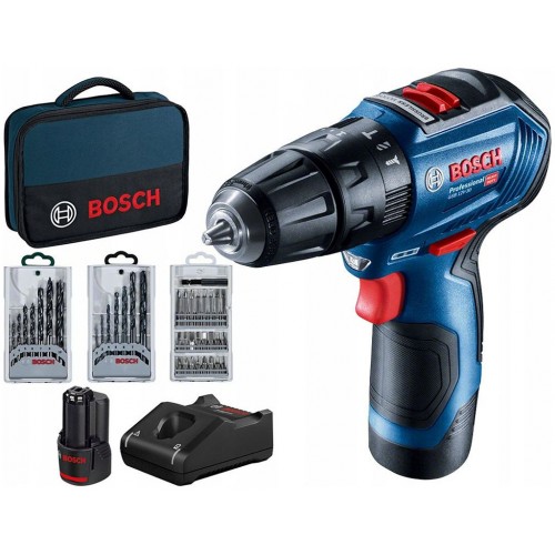 BOSCH GSB 12V-30 PROFESSIONAL Wiertarko-wkrętarka, 12V 2x2.0Ah 06019G9101