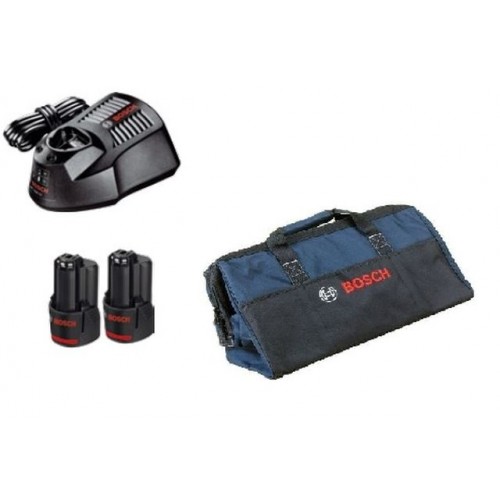Zestaw zasilający 12 V Bosch 2 x GBA 12 V 2,0 Ah + ładowarka GAL 1230 CV + torba narzędzio
