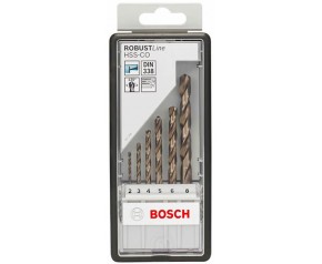 BOSCH 6-częściowy zestaw wierteł do metalu Robust Line HSS-Co 2, 3, 4, 5, 6, 8 mm 2607019