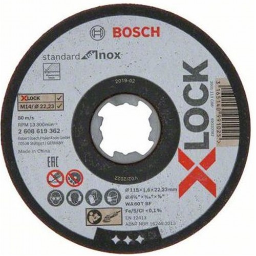 BOSCH X-LOCK Standard for Inox Tarcza tnąca prosta, 115 × 1,6 mm T41 2608619362
