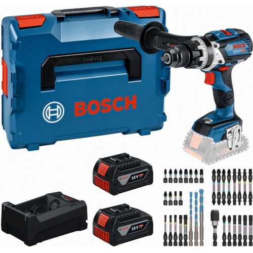 BOSCH GSB 18V-110 C PROFESSIONAL Zestaw narzędzi, 2× 5,0 Ah +GAL + zestaw bitów 0615A500E0