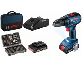 BOSCH Zestaw GSR 18V-50 + 2x 2,0Ah + GAL 18V-20 + 43-częściowy zestaw bitów 06019H5004