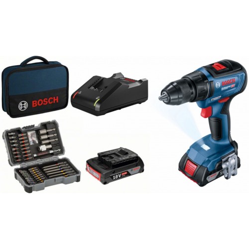 BOSCH Zestaw GSR 18V-50 + 2x 2,0Ah + GAL 18V-20 + 43-częściowy zestaw bitów 06019H5004