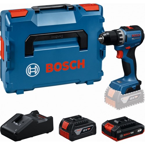 BOSCH GSR18V-52 PROFESSIONAL Wiertarko-wkrętarka aku, 1x 2,0Ah +1x 4,0Ah,L-BOXX 06019S0024