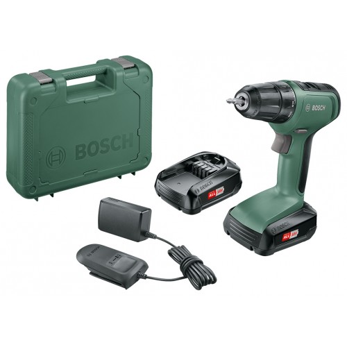 BOSCH UniversalDrill 18 (2x1,5 Ah) Akumulatorowa, 2-biegowa wiertarko-wkrętarka 06039C8005