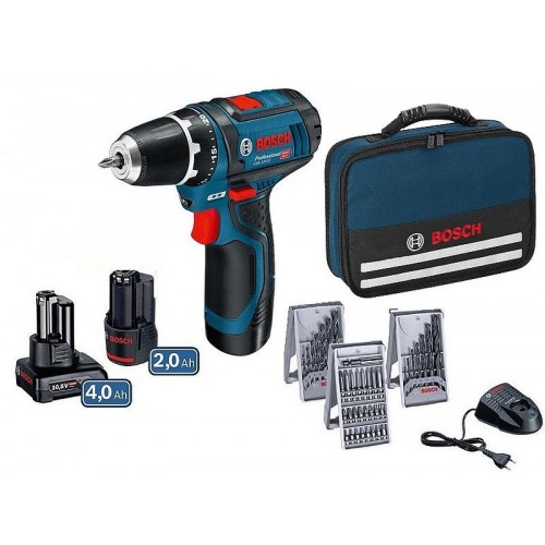 BOSCH GSR 12V-15 Wiertarko-wkrętarka akumulatorowa, 12 V + osprzęt + torba 0615990G6L