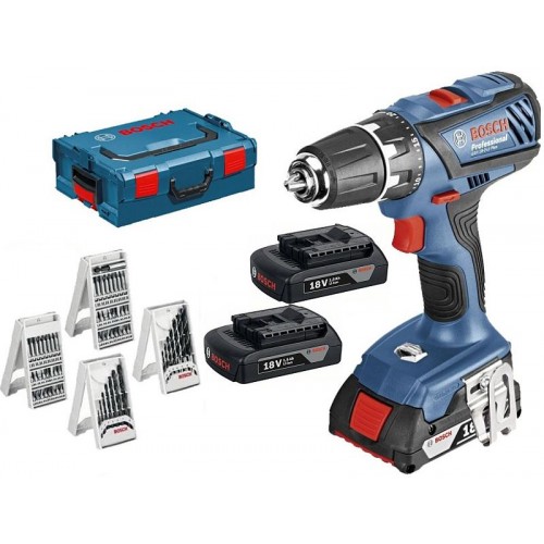 BOSCH GSR 18-2-Li Plus Professional Wiertarko-wkrętarka akum.+zestaw osprzętu 0615990H27