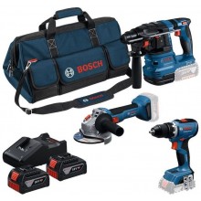 BOSCH Zestaw narzędzi PROFESSIONAL GSB + GBH + GWS + 3× 5,0 Ah 0615A500AH