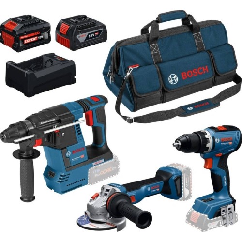 BOSCH PROFESSIONAL Zestaw narzędzi GSR + GBH + GWS + 1×GBA 5,0Ah +1× EXBA + GAL 0615A500AJ BOSCH PROFESSIONAL Zestaw narzędzi GSR + GBH + GWS + 1×GBA 5,0Ah +1× EXBA + GAL 0615A500AJ