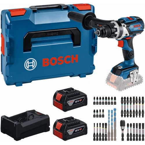 BOSCH GSR 18V-110 C PROFESSIONAL Zestaw narzędzi, 2× 5,0 Ah +GAL + zestaw bitów 0615A500E3