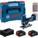 BOSCH Zestaw narzędzi PROFESSIONAL GST 18V-125 S + 2×5.0Ah+ zestaw brzeszczotów 0615A500E5
