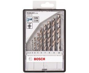 BOSCH 10-elem. zestaw wierteł do metalu Robust Line HSS-G, 135°, 1–10 mm 2607010535