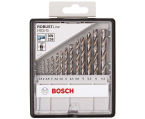 BOSCH 10-elem. zestaw wierteł do metalu Robust Line HSS-G, 135°, 1,5–6,5 mm 2607010538