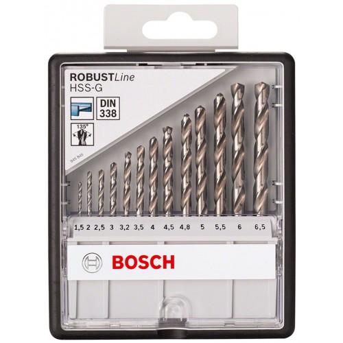 BOSCH 10-elem. zestaw wierteł do metalu Robust Line HSS-G, 135°, 1,5–6,5 mm 2607010538