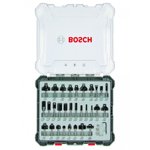 BOSCH Mieszany zestaw frezów, trzpień 6 mm, 30 szt. 2607017474