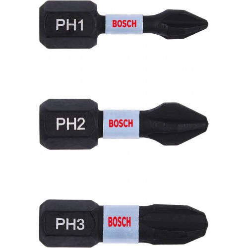 BOSCH Zestaw bitów PH1, PH2, PH3 25 mm, 3 szt 2608522470