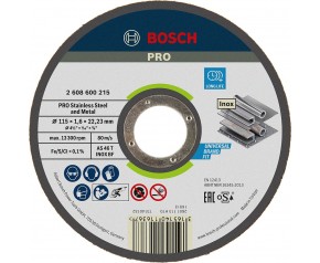 BOSCH Korundowa tarcza tnąca PRO Stainless Steel and Metal, 115 × 1,6 × 22,23mm 2608600215