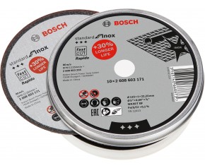 BOSCH Tarcza tnąca prosta 125x1 mm Standard for Inox -10 szt. Rapido 2608603255