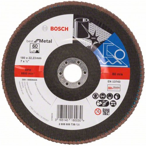 BOSCH Best for Metal Listkowa tarcza szlifierska X571 180 x 22,23mm 2608606738 BOSCH Best for Metal Listkowa tarcza szlifierska X571 180 x 22,23mm 2608606738