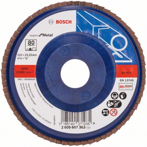 BOSCH Tarcza ścierna Flap Disc Blue Metal Plastic 115x80, 2608607363
