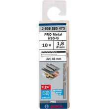 BOSCHWiertło PRO Metal HSS-G, długość standardowa, 1,8 × 22 × 46 mm, 10 szt. 2608585473