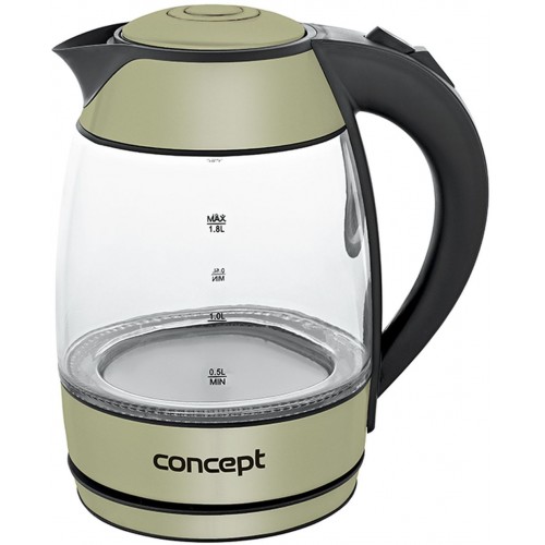 CONCEPT RK-4052 Czajnik elektryczny szklany , oliwkowy 1,8 l rk4052