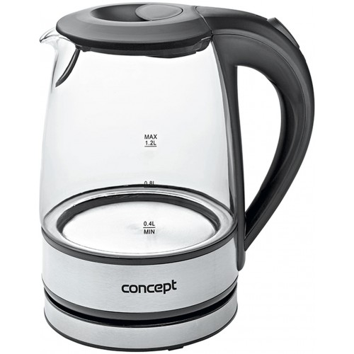 CONCEPT Czajnik szklany RK4900 o pojemności 1.2 I z wysoce odpornego na zarysowania szkła