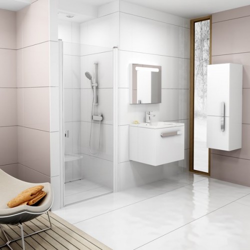 RAVAK CHROME CSD1-90 Drzwi prysznicowe białe + transparent 0QV70100Z1