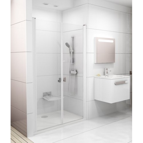 RAVAK CHROME CSDL2–100 Drzwi prysznicowe dwuelementowe białe + transparent 0QVAC10LZ1