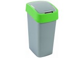 CURVER FLIP BIN 45L Kosz na śmieci 65,3 x 29,4 x 37,6 cm srebrny/zielony 02172-P80