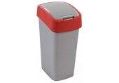 CURVER FLIP BIN 45L Kosz na śmieci 65,3 x 29,4 x 37,6 cm srebrny/czerwony 02172-547
