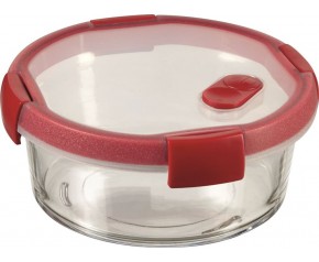 CURVER SMART COOK 0,6 L Pojemnik okrągły szklany 16x7cm transparentny/czerwony 00117-472