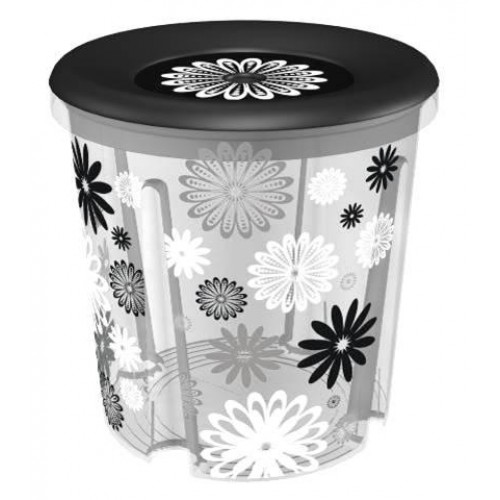 CURVER pojemnik okrągły MILKY BLACK DAISY, 39,3  x 39,3 x 40,1 cm, 00300-B04