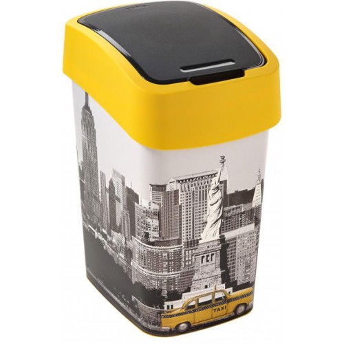 CURVER FLIP BIN NEW YORK 25L Kosz na śmieci 47 x 26 x 34 cm żółty/szary 02171-N27