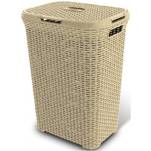 WYPRZEDAŻ CURVER Kosz na bieliznę RATTAN, 44,8 x 61,5 x 34,1 cm, 60l, Kremowy, 00707-885