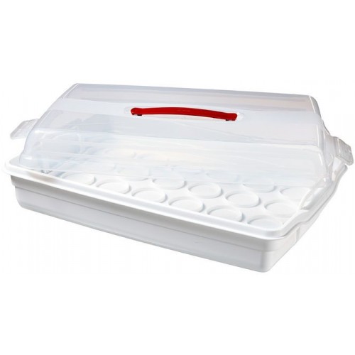CURVER Pojemnik na ciasto/muffiny 45 x 29,5 x 11 cm, trensparentny/biały, 00723-897 CURVER Pojemnik na ciasto/muffiny 45 x 29,5 x 11 cm, trensparentny/biały, 00723-897