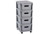 CURVER INFINITY 4x11L Regał z czterema szufladami 36 x 30 x 69 cm szary 04355-099