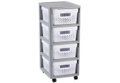 CURVER INFINITY 4x11L Regał z czterema szufladami 36 x 30 x 69 cm DOTS, biały 04356-Y36