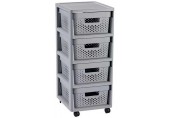 CURVER INFINITY 4x11L Regał z czterema szufladami 36 x 30 x 69 cm DOTS, szary 04356-099